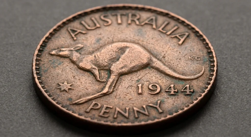 Close-up of a worn rare Australian penn