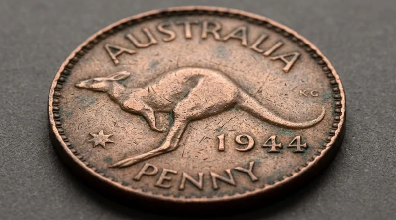 Close-up of a worn rare Australian penn