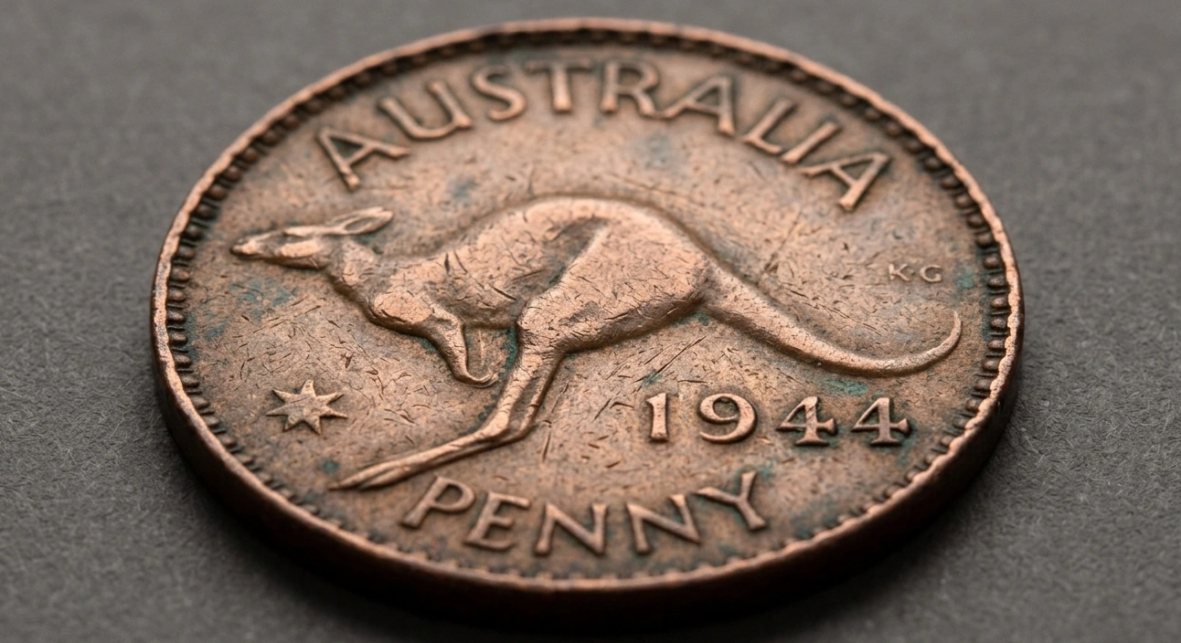 Close-up of a worn rare Australian penn