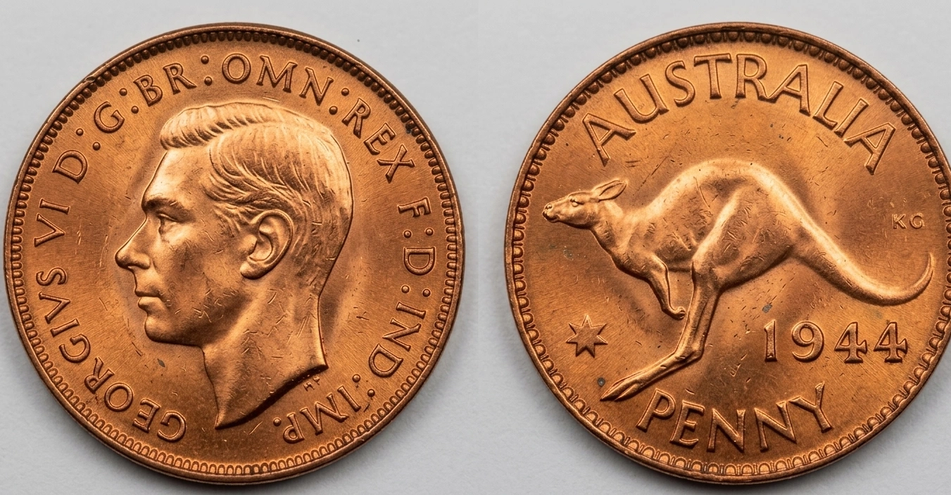 Close-up of a high-grade Australian penny